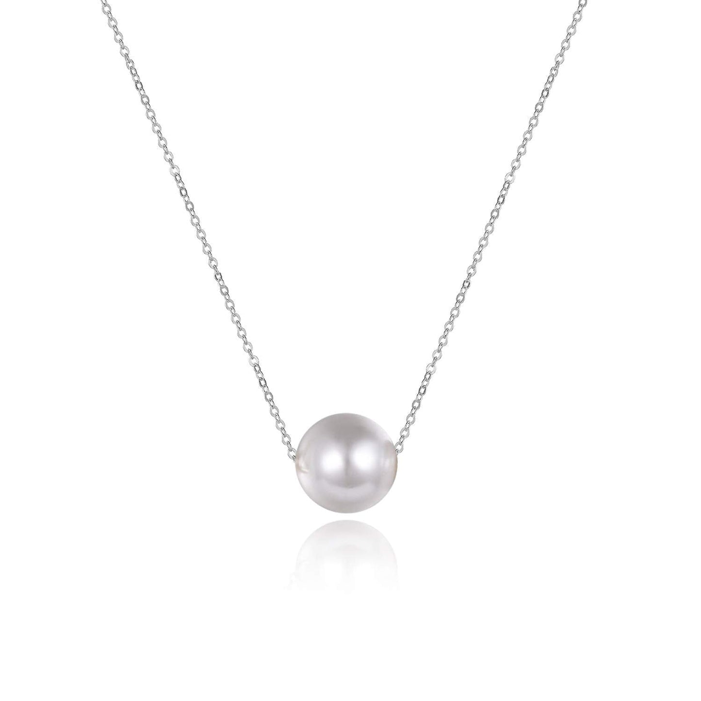 POPLYKE AAAA Single Pearl Choker Sterling Silver Necklace for Women 7-8mm Freshwater Cultured Pearls Wedding Bridesmaids Anniversary 14 16 18 inch (silver-single pearl necklace 18‘’)