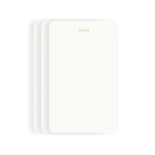 Pinesman - Elegant Desk Notepads for Professionals, Executive's Memo Pads, Minimalist, Gold Foiled, Dotted Layout, 3 Pack, 225 Sheets Total (75 Each), 6.3" x 3.9”, 80 GSM, Eco-friendly, FSC™ Certified Small Notepad