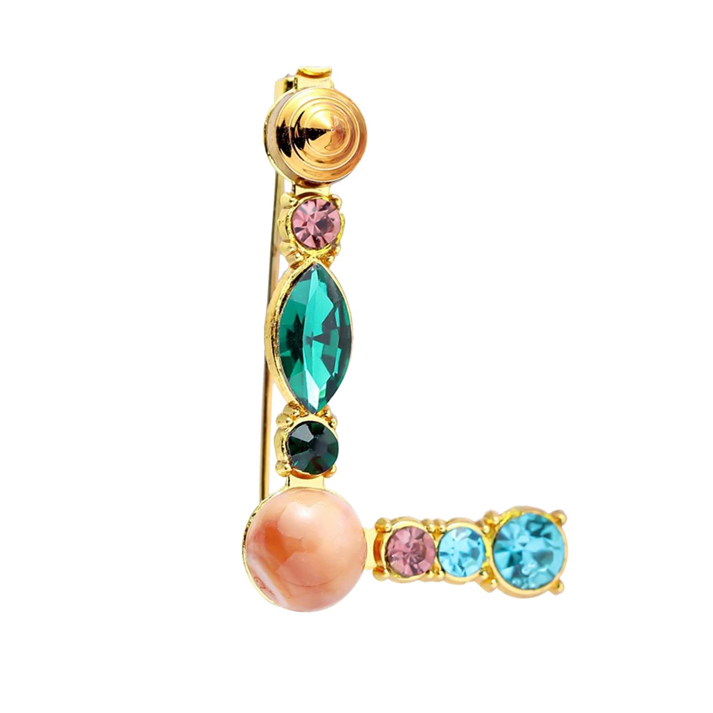 RINHOO Crystal Pearl Initial Brooch Gold Plated Enamel Colorful Letter Alphabet Breastpin Pin Jewelry for GIFTS (Gold L)