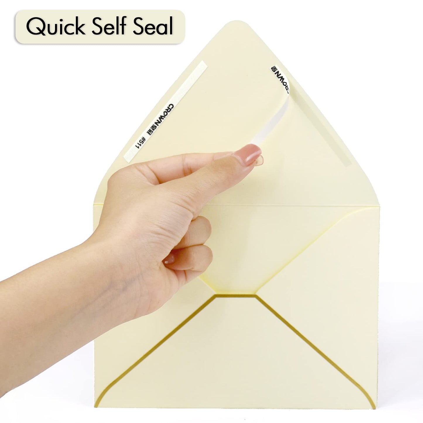 A7 Ivoy Envelopes 5 x 7 With Gold Border,- 50 Pack,For 5x7 Cards| Quick Self Seal| Perfect for Weddings, Invitations, Photos, Graduation, Baby Shower| Thick Luxury paper|5.25 x 7.25 Inches (Ivory)