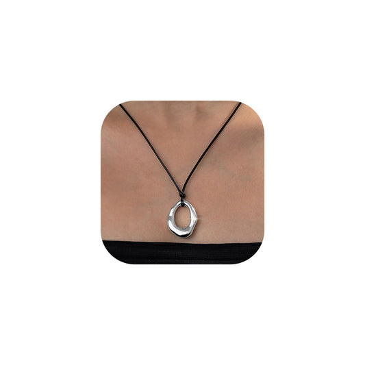 Hcrohihit Chunky Hollow Pendant Necklace for Women,Trendy Charm Big Circle Necklace Boho Punk Cowgirl Outfits Western Accessories (A-SL)