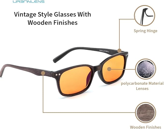 Blue Light Blocking Reading Glasses - For Better Sleep, Reduce Eye Strain for Women + Men, With Wooden Finishes