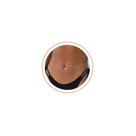 Honsny 2PCS 25-43Inch 18K Gold Plated Waist Chain Minimalist Pearl Belly Body Chain Gold Layered Sexy Bikini Body Chains Waist Jewelry for Women