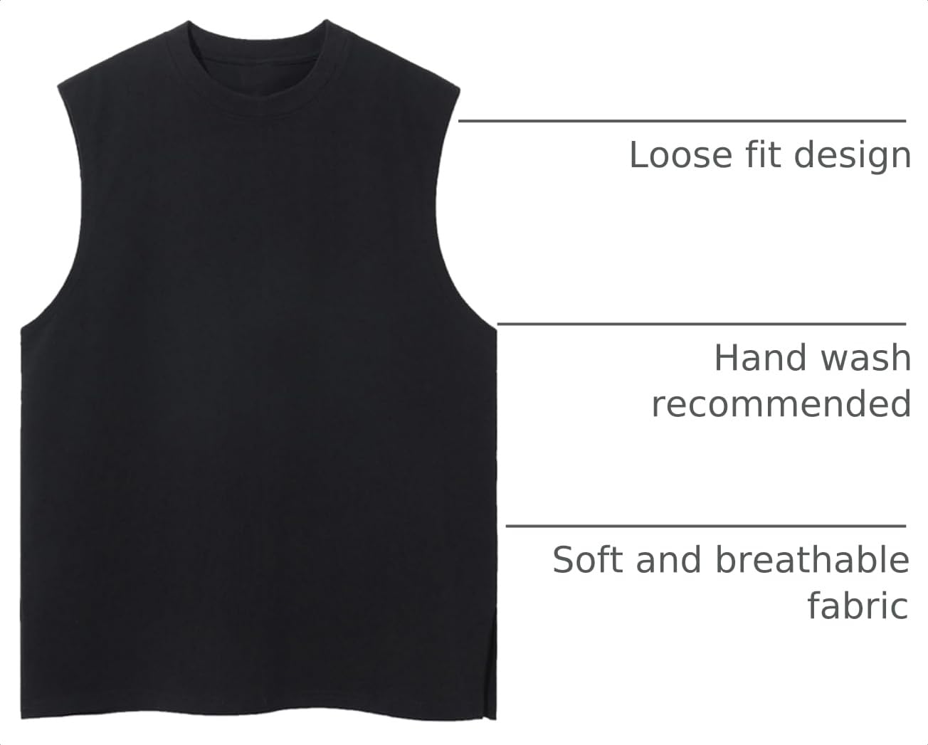 SnowElve 3 Pack Mens Workout Tank Tops Sleeveless Tee Shirts Men Muscle Shirt Gym Cotton T Shirts Running Beach Loose Fit Tee（XZG,BK,3PC,M