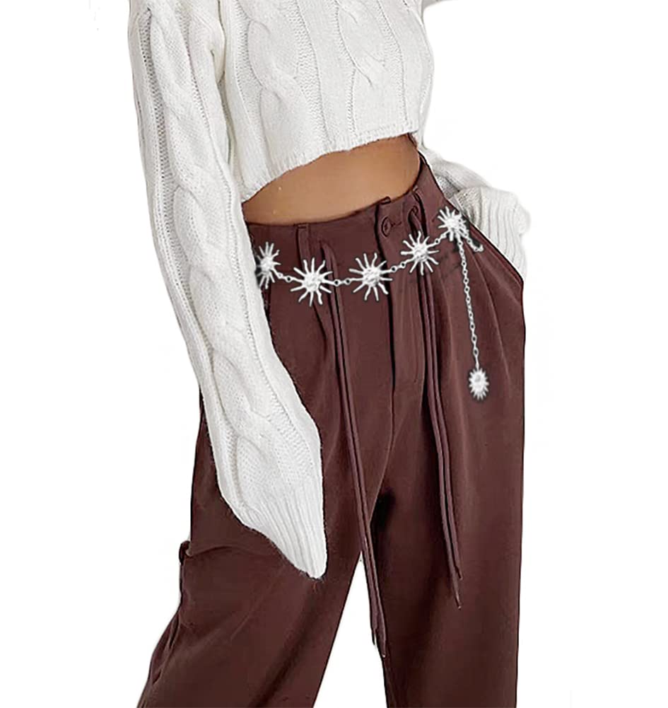 Multilayer Sun Moon Chain Belt Metal Waist Chain Belt Gold Silver Chain Belt for Women Belly Chain Belt Bohemia Body Jewelry