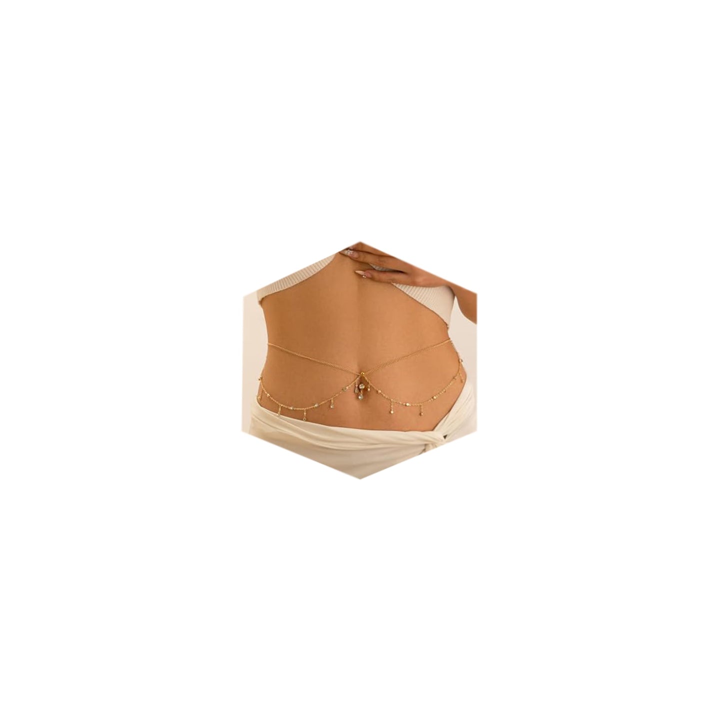 Longita Gold Waist Chain for Women Gold Belly Chain With Belly Rings Layered Stomach Chains Rhinestone Body Chain Waist Jewelry with Navel Ring