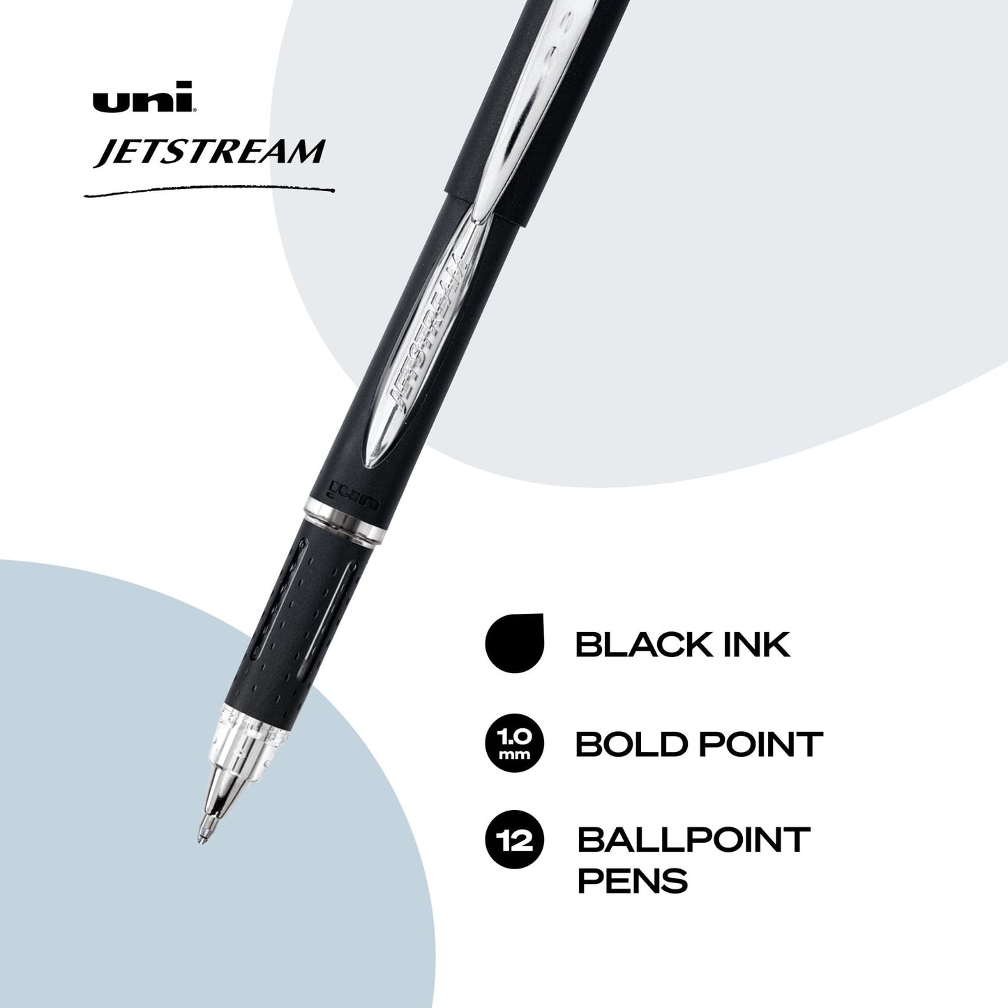 uniball Jetstream Ballpoint Pens, Medium Point (1.0mm), Black, 12 Pack
