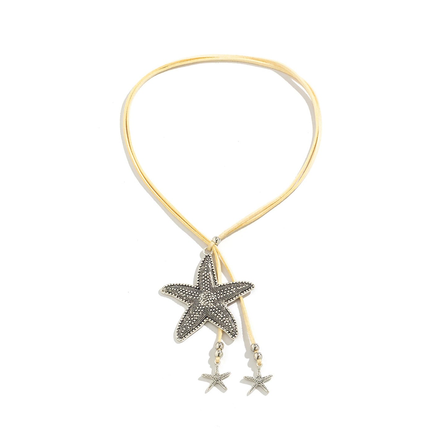Decixde Starfish Necklace for Women Gold Shell Pendant Necklace White Blue Silver Gold Starfish Necklaces Boho Choker Summer Beach Jewelry for Women (grey)