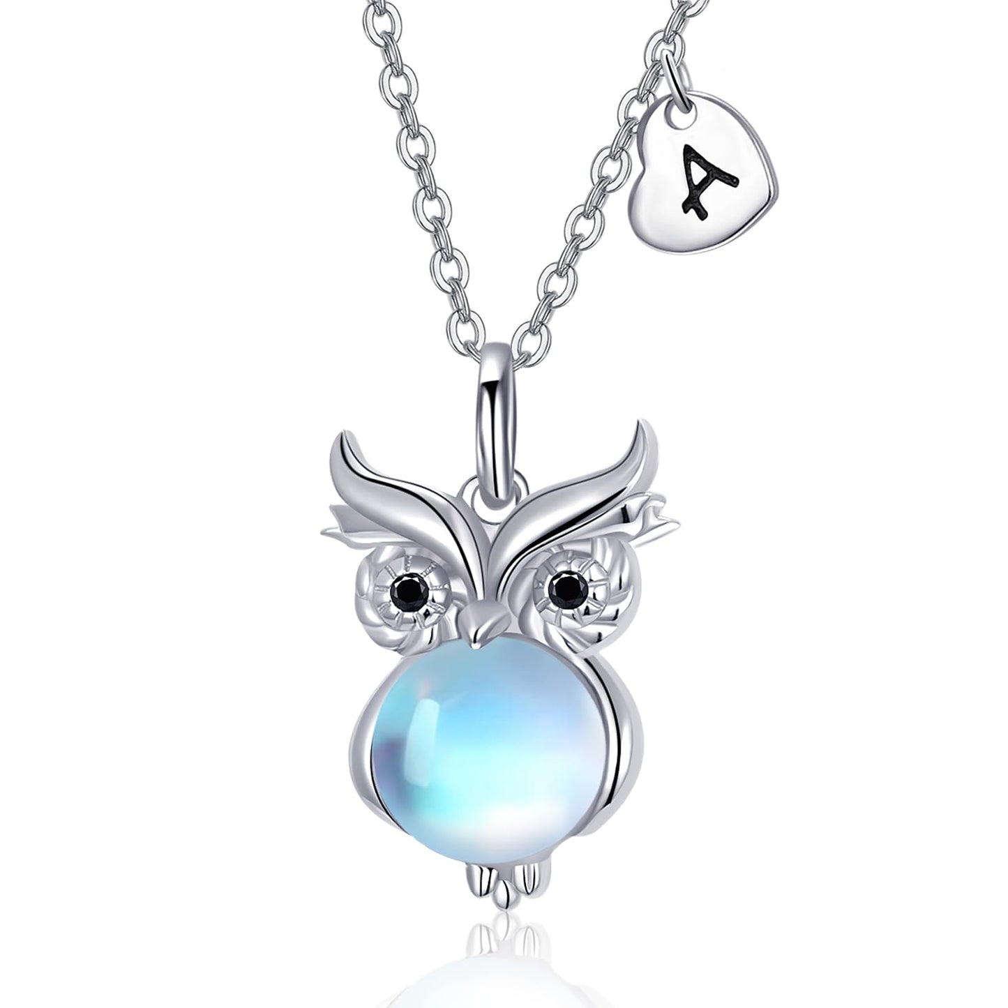 Dreamboat Owl Necklaces for Women 925 Sterling Silver Moonstone Owls Pendant Necklace Bird Jewelry Gifts for Owl Lovers