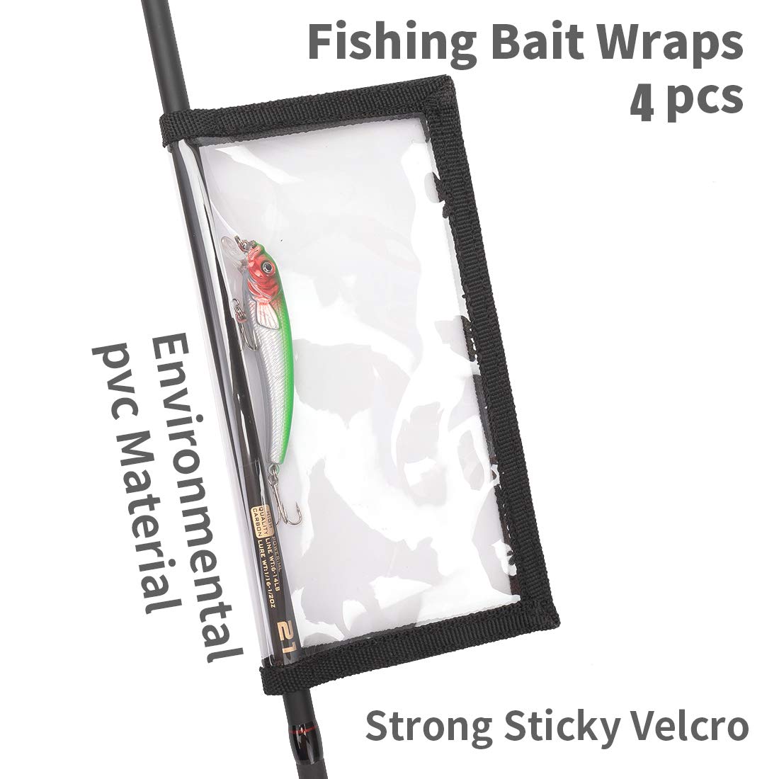 PFILERSO 4 Pack Clear Fishing Bait Wraps Prevnet the Sharp Hook from Pets and Kids Durable 0.5mm Thicken PVC Lure Bait Covers Storage Keeps Fishing Safe Easily See Lures 2L+2M (4Pcs（2L+2M）)