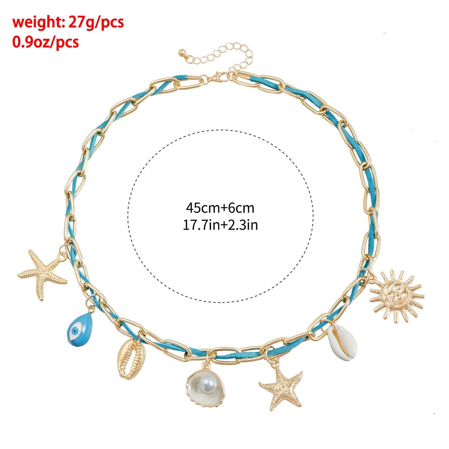 Lookray Starfish Necklace for Women Dainty Seashell Mermaid Charm Necklace Gold Layered Shell Beaded Necklace Boho Summer Beach Jewelry Mermaid Costumes Accessories StyleD