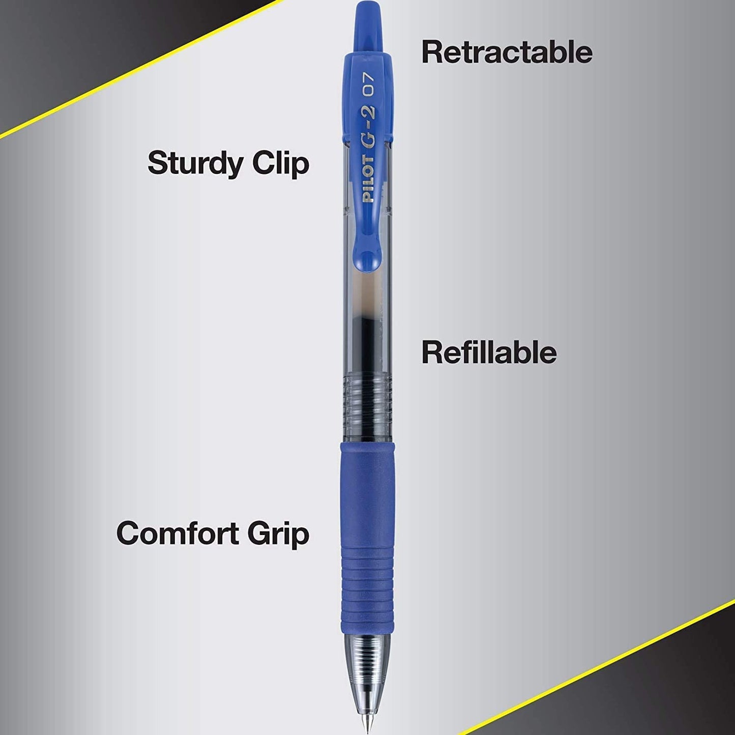 PILOT G2 Premium Refillable & Retractable Rolling Ball Gel Pens, Fine Point, Blue Ink, 12-Pack (31021)