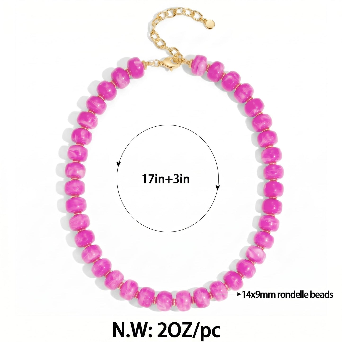 FAUTHENTICUTE Hot Pink Beaded Choker Necklace for Women Statement Boho Bead Necklaces Trendy Western Beach Summer Necklace Vibrant Pink Beaded Choker Necklaces for Women Bold Statement Jewelry