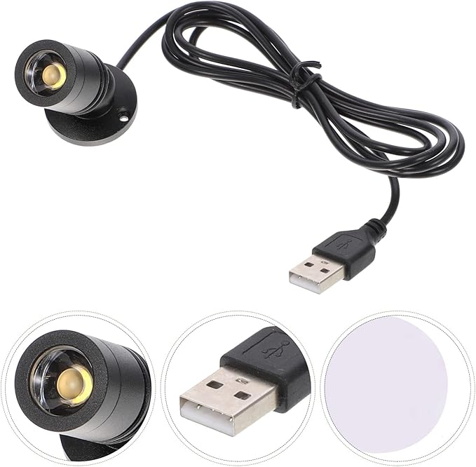 Uonlytech USB Powered Small Led Spotlight for Jewelry Showcase Under Cabinet Lighting Indoor Mini Adjustable Angle Display Lamp