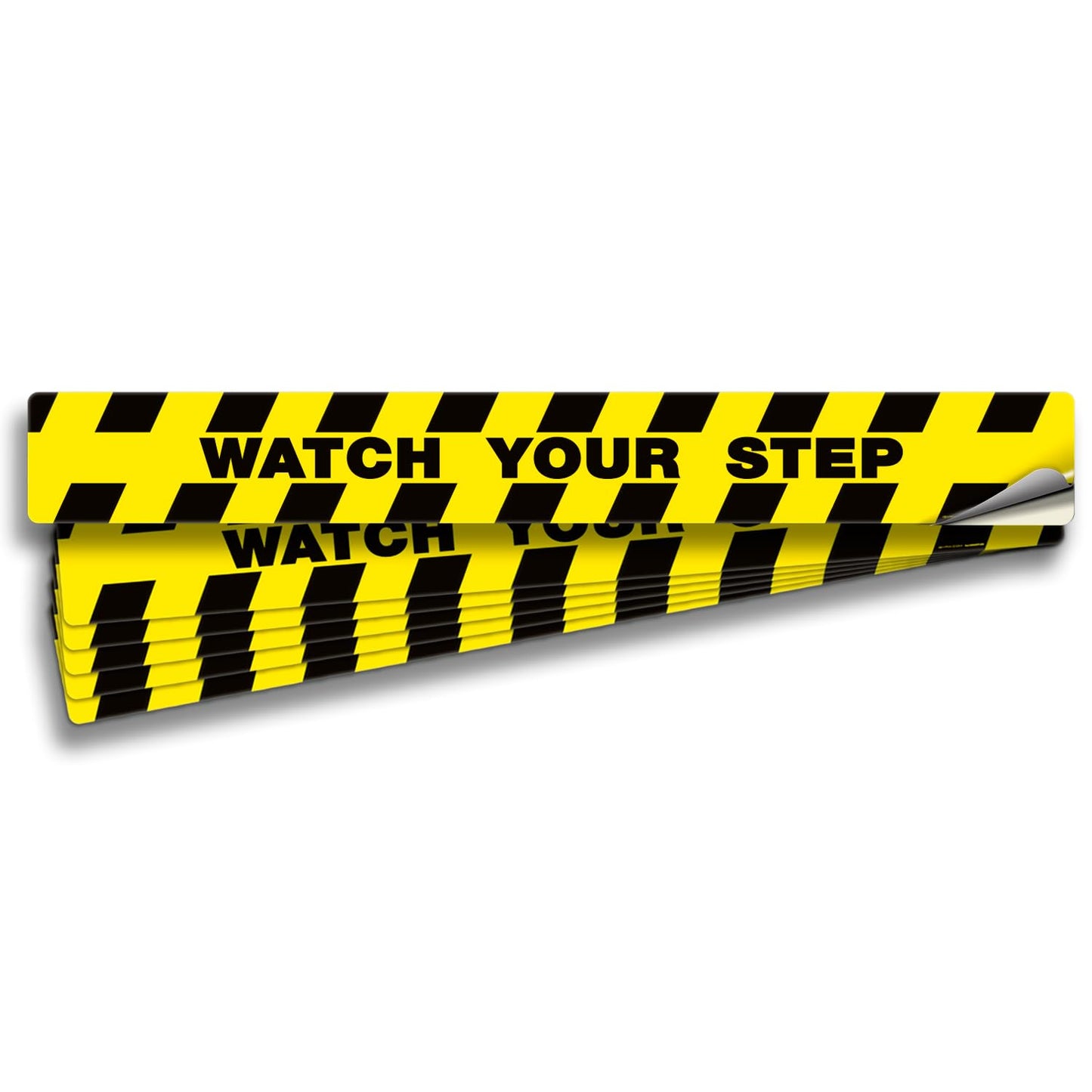 iSYFIX Watch Your Step Floor Decals Stickers - 6 Pack 40x5 Inch - Premium Self-Adhesive Vinyl, Laminated Anti-Slip, Water Resistance, Sticker Indoor & Outdoor