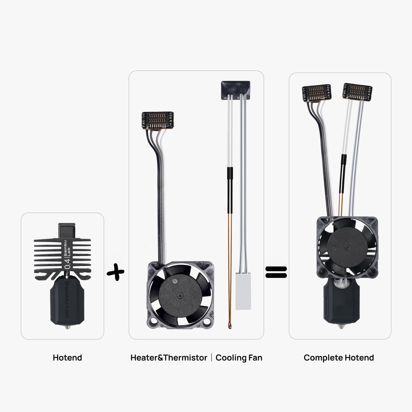 Bambu Lab P1P/P1S Hotend Complete Kit – Full Assembly Hardened Steel Nozzle with Ceramic Heater, 0.4mm Nozzle, Cooling Fan & Heating Block | Bambu P1S Hotend Replacement for 3D Printing