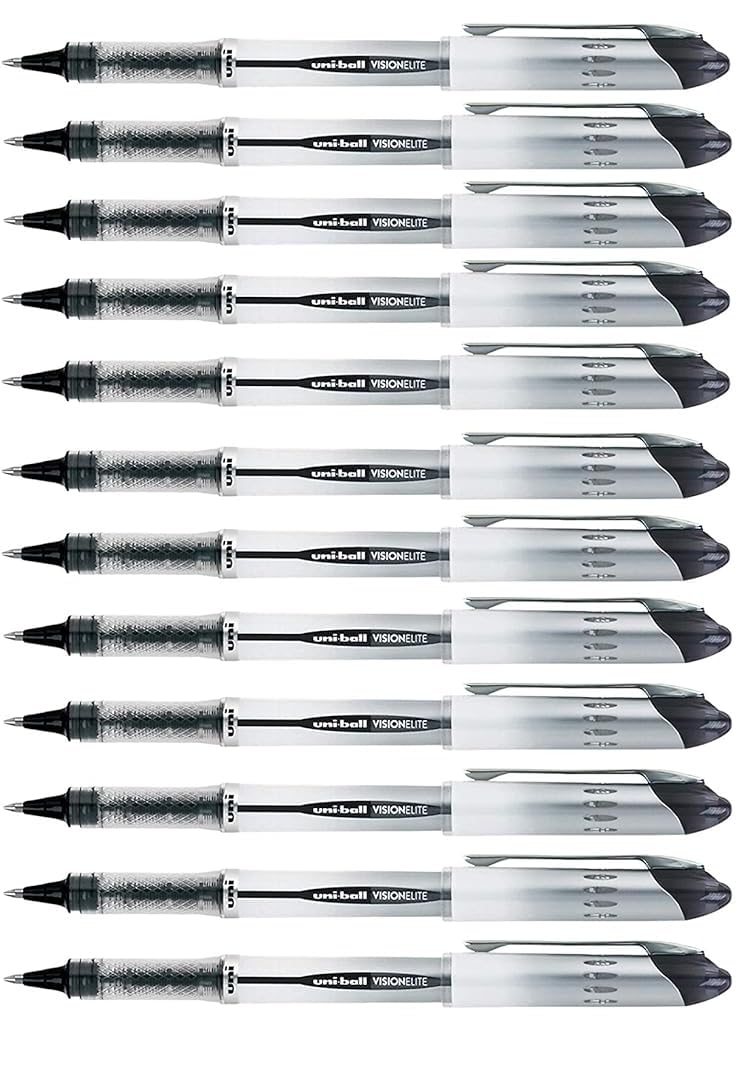 Advantage Gifts Vision Elite Rollerball Pens, Bold Point (0.8mm), Black Ink, 12 Count, Bundle with Plastic Reusable Pouch