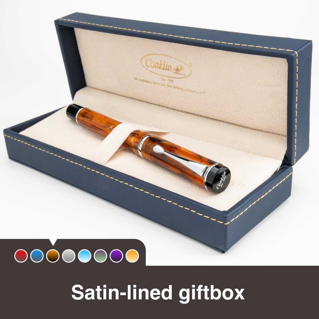 Conklin Duragraph Fountain Pen Amber - Broad Nib, Luxury Writing Instrument with Warm Amber Finish
