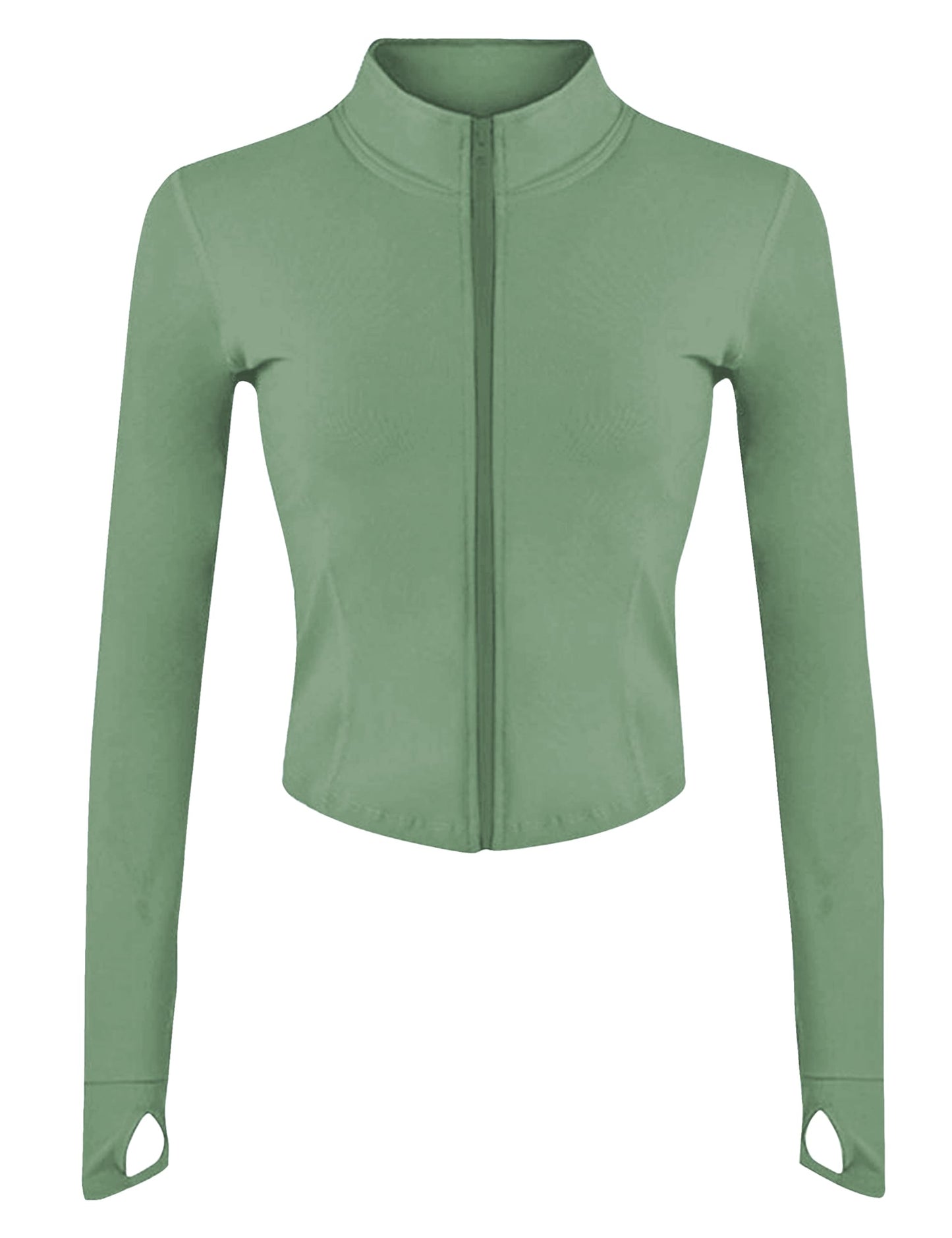 Lviefent Womens Lightweight Full Zip Running Track Jacket Workout Slim Fit Yoga Sportwear with Thumb Holes (Green-S)