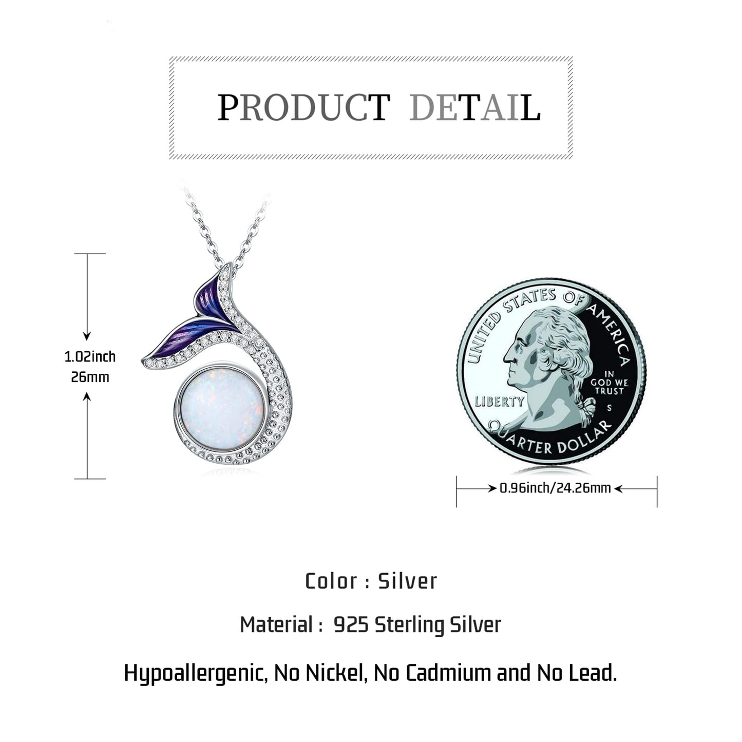 KoyeKei Whale Tail Necklace for Women 925 Sterling Silver Whale Necklace Ocean Beach Themed Opal Pendant Jewelry Graduation Gifts for Girlfriend Wife Sister