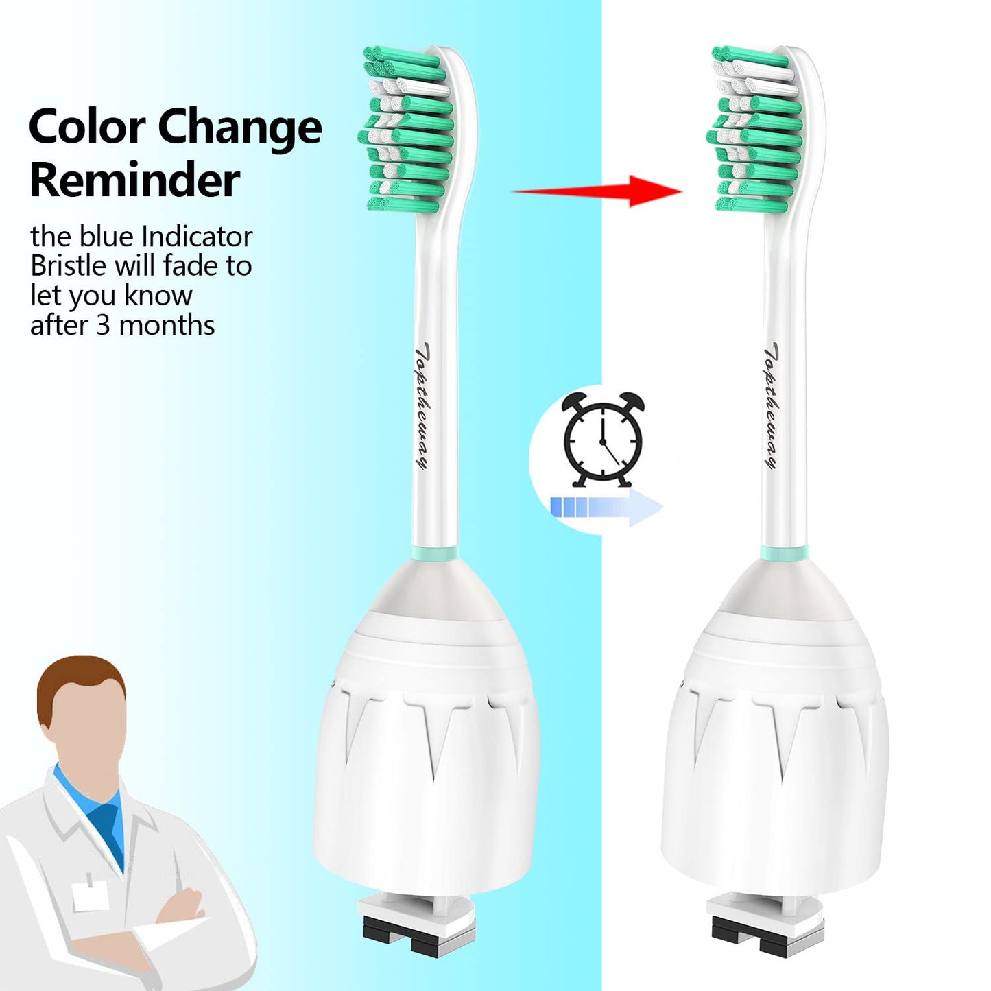 Toptheway Replacement Brush Heads Compatible with Sonicare E-Series Essence Xtreme Elite Advance and CleanCare Screw-On Toothbrush Handles 7022/66, 6 Pack