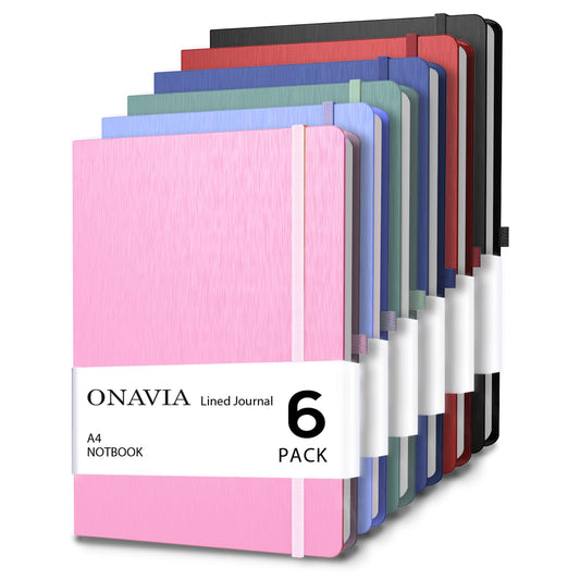 ONAVIA A4 Lined Journal Notebook, 8mm Ruled Notepad, Journaling for Writing, Work, School, Travel and Note Taking, Hardcover 160 Pages (80 Sheets) 8.27 x 11.6 inches Multicolored