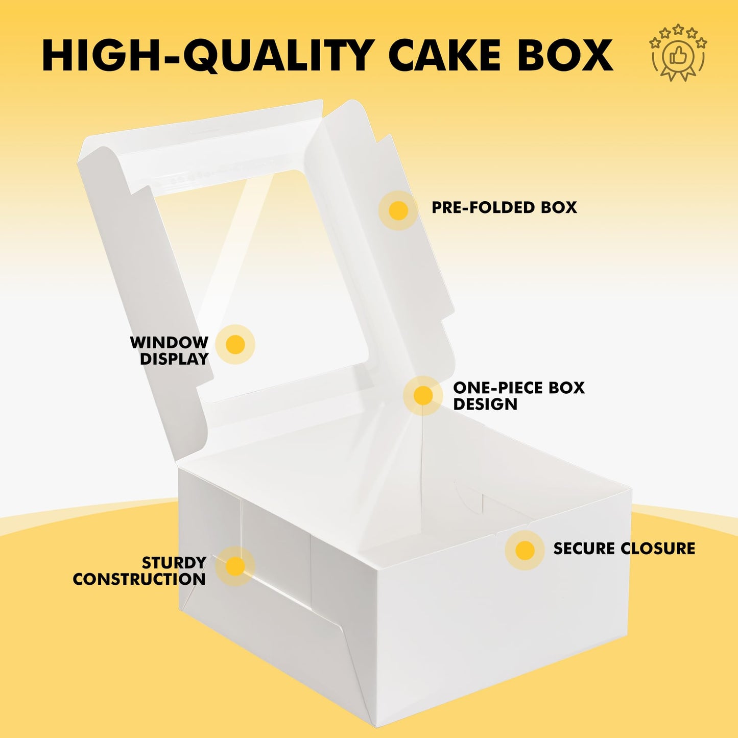 RACETOP 32pcs Cake Boxes with Window, 10x10x5 Inches White Bakery Boxes, Cookie Dessert Boxes, Pastry Box, Square Cardboard Cake Box for Cake, Birthday Party, Donuts, Wedding