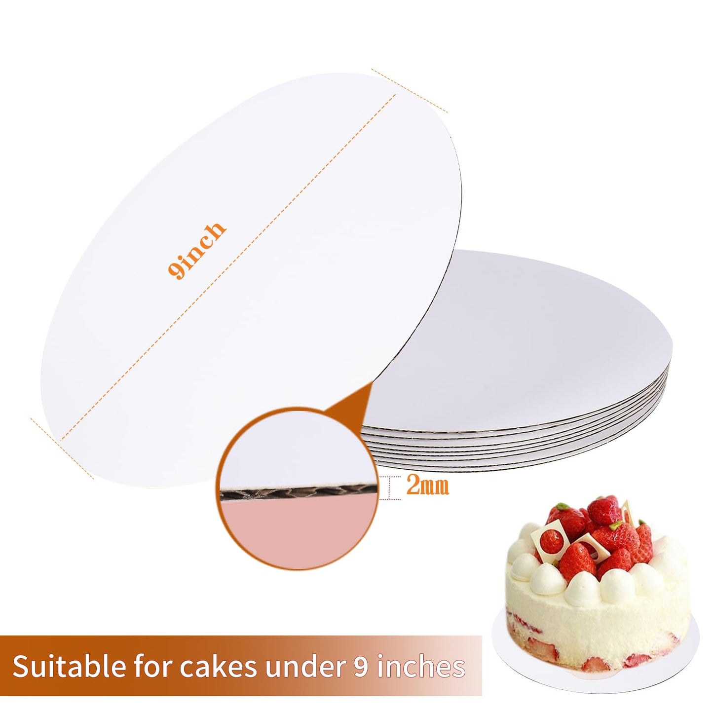 PFAMKEER 40 Pcs Cake Boards,White Cake Boards 9 Inch Round,Food Grade Cardboard Cake Rounds,Disposable Cake Plates,9 Inch Cake Board,Waterproof and Oil proof Cake Base Cake Tray Cake Pizza Circles