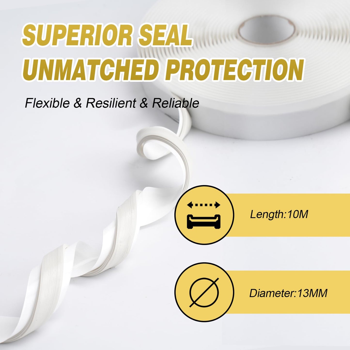 LLPT Butyl Tape White 1/2 Inch x 33Ft 2 Pack Tight Seal for Leak Proof EPDM RV Repair Window Glass Boat Sealing Roof Pipe Patching(WST052)