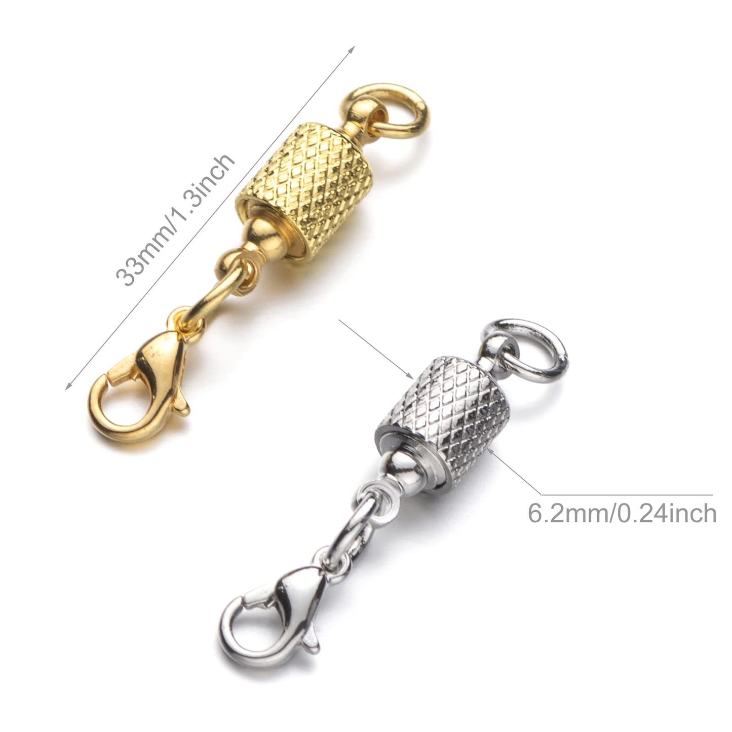Zpsolution Locking Magnetic Clasps for Jewelry Easy Necklace Clasp 8PCS Silver