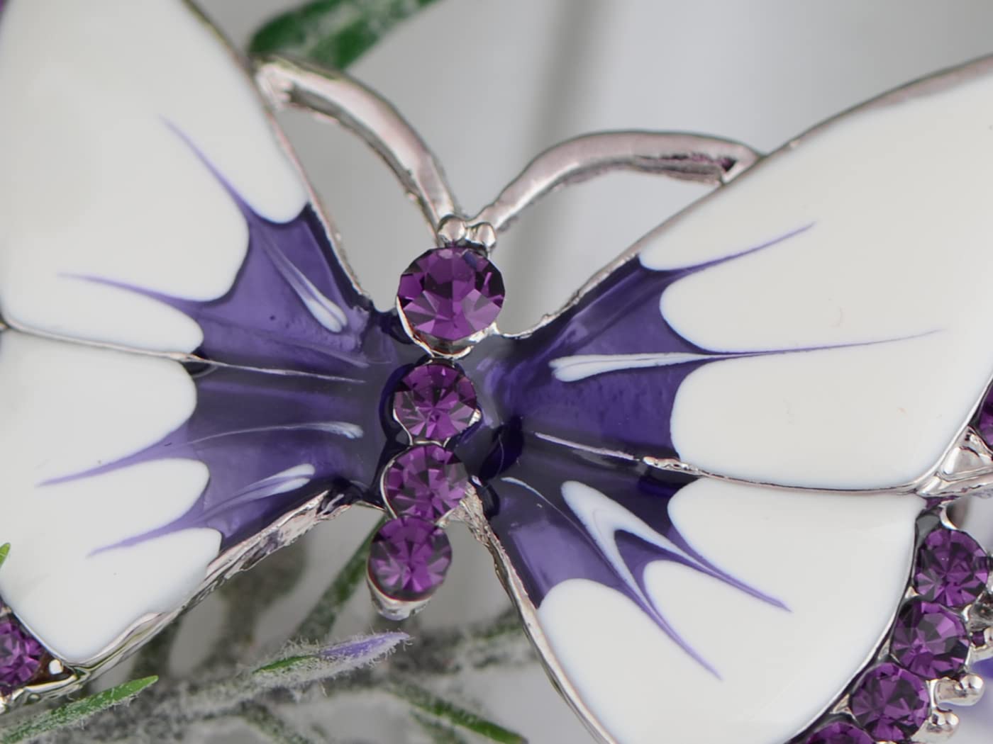 Alilang Painted Enamel Amethyst Crystal Rhinestone Butterfly Fashion Jewelry Pin Brooch