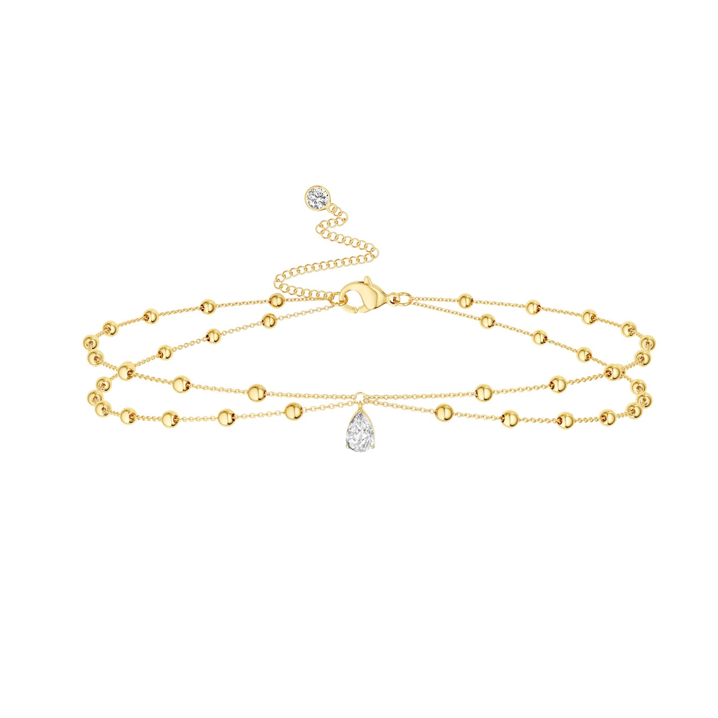 Foxgirl Gold Waist Beads for Women, 14K Gold Plated Layered Belly Chain Adjustable Waterproof Sexy Bikini Cubic Zircon Beads Chain Summer Non Tarnish Body Chain Jewelry Gifts