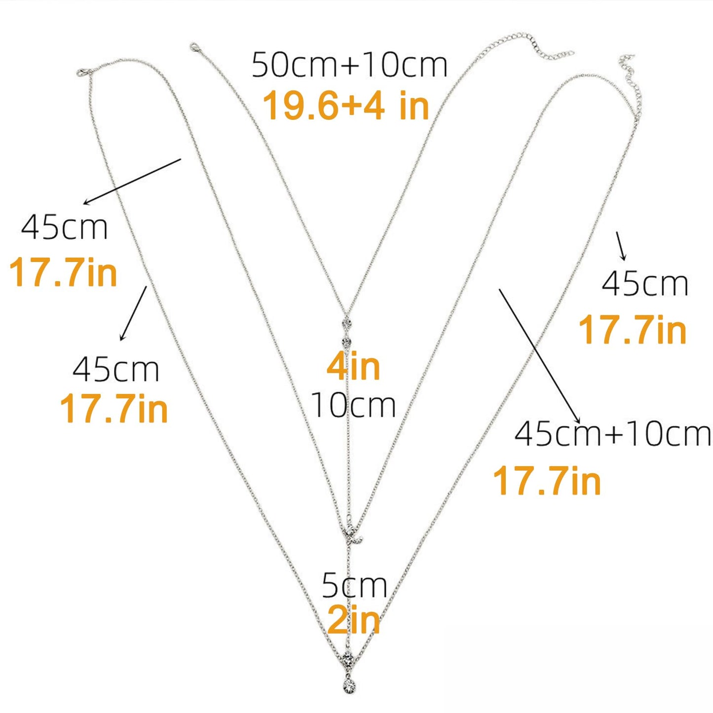 MODRSA Silver Body Chain Jewelry for Women - Sexy Rhinestone Body Chain Bra Lingerie Bikini Necklace, MO2404STLB02
