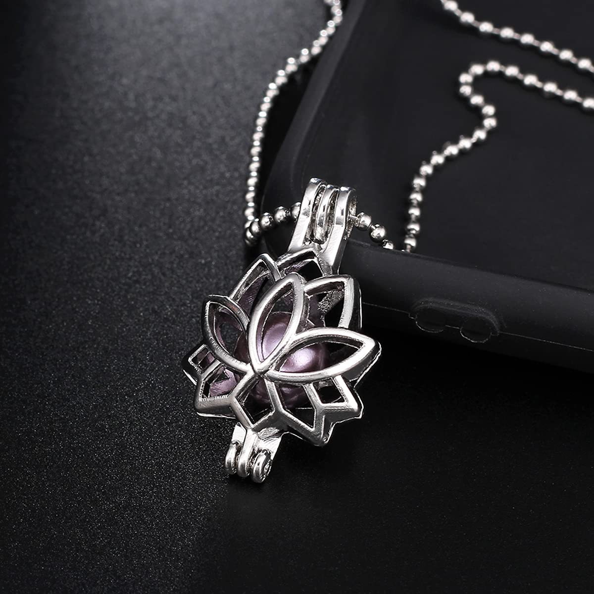 Vie jeune Mixed Pearl Cage Locket Pendants Set, Essential Oil Diffuser DIY Necklace Bracelet Jewelry Making Craft, Bulk Beads Aromatherapy Diffuser Charms Gifts for Women (Random 20pcs Dull Silver)