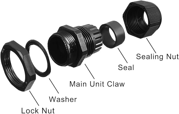 uxcell 10Pcs M16 Waterproof IP68 Nylon Cable Gland Joint Adjustable Locknut for 4mm-8mm Dia Cable Wire