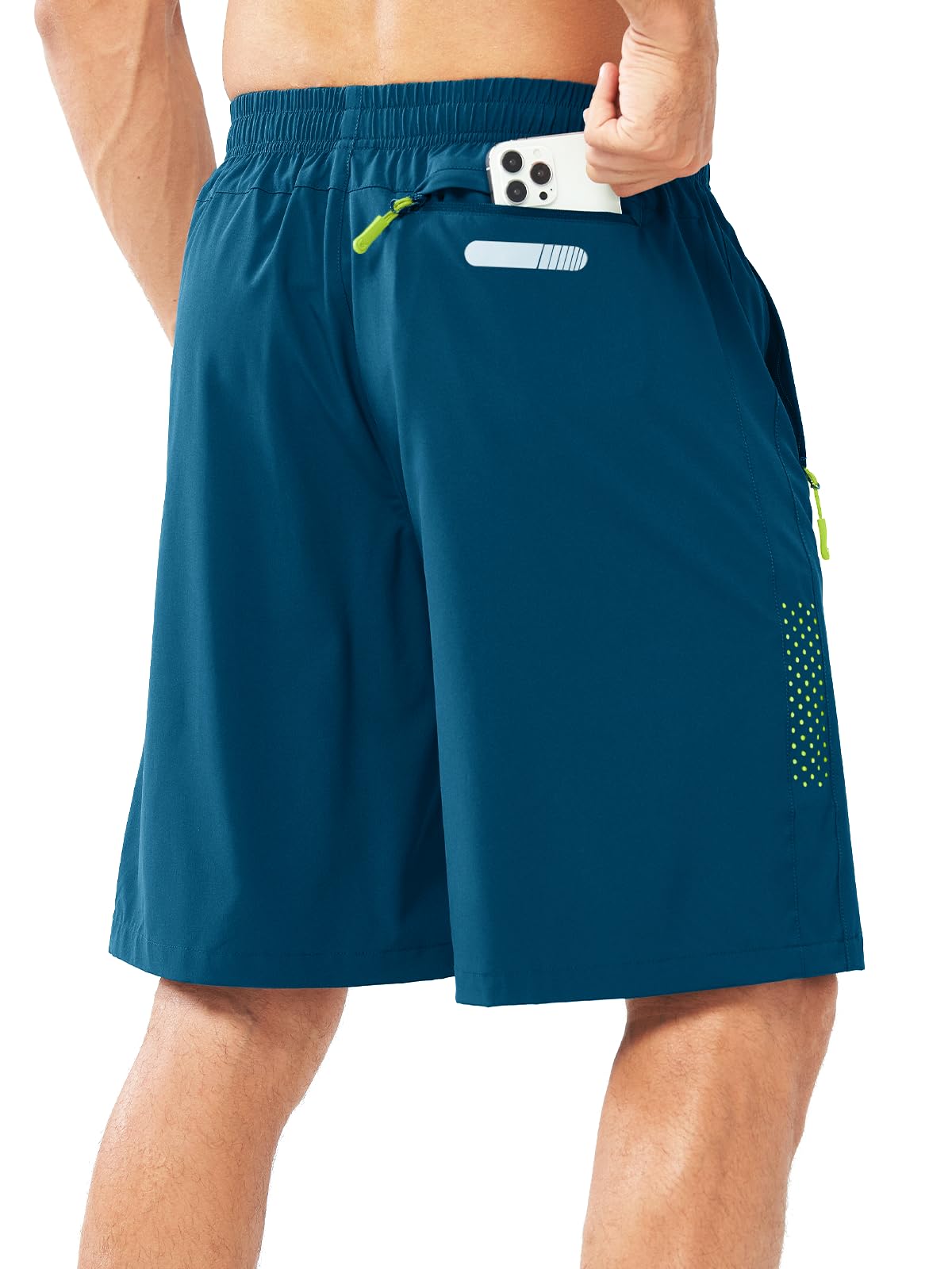 NORTHYARD Men's Athletic Running Shorts Gym Workout 7"/9"/5" Quick Dry Lightweight Sports Basketball Tennis 3 Zipper Pockets SEABLUE-9inch M