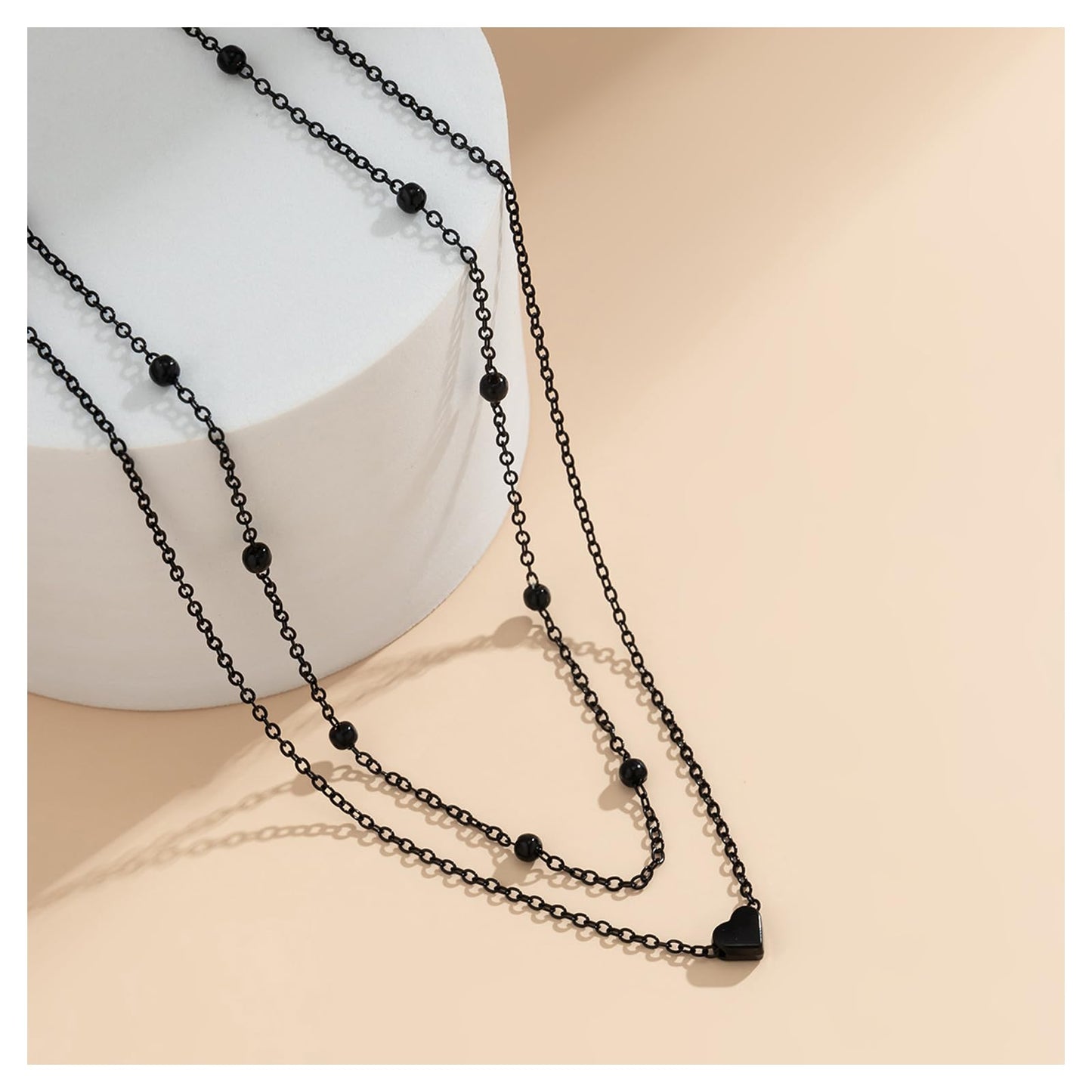 Simple Double-Layer Metal Bead Waist Chain Sexy Crystal Bikini Bead Belly Body Chain Summer Beach Waist Body Accessories Jewelry for Women (Black)
