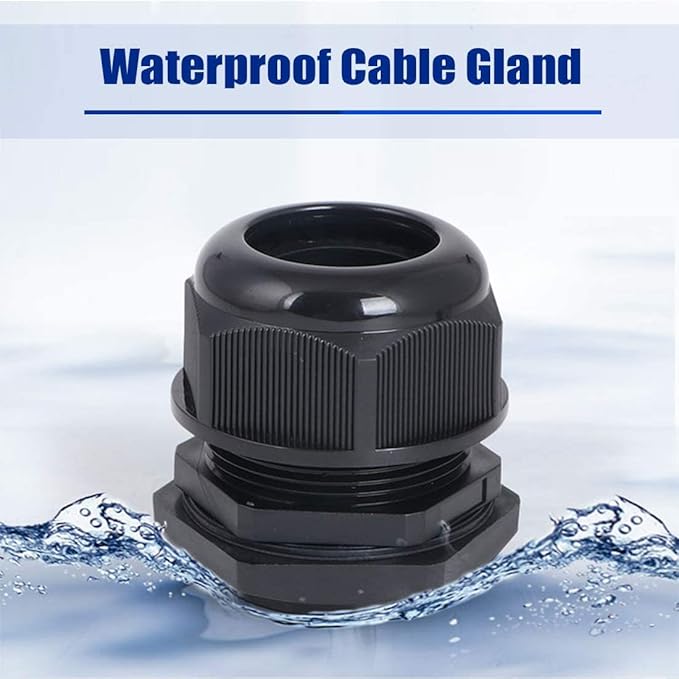 uxcell 10Pcs M16 Waterproof IP68 Nylon Cable Gland Joint Adjustable Locknut for 4mm-8mm Dia Cable Wire