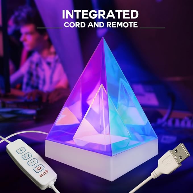 Lumoonosity Infinity Triangle Light - 3D Geometric USB Powered Infinity Lamp for Bedroom, Gaming Room - Non-Fragile, Eye Catching Table Lamp