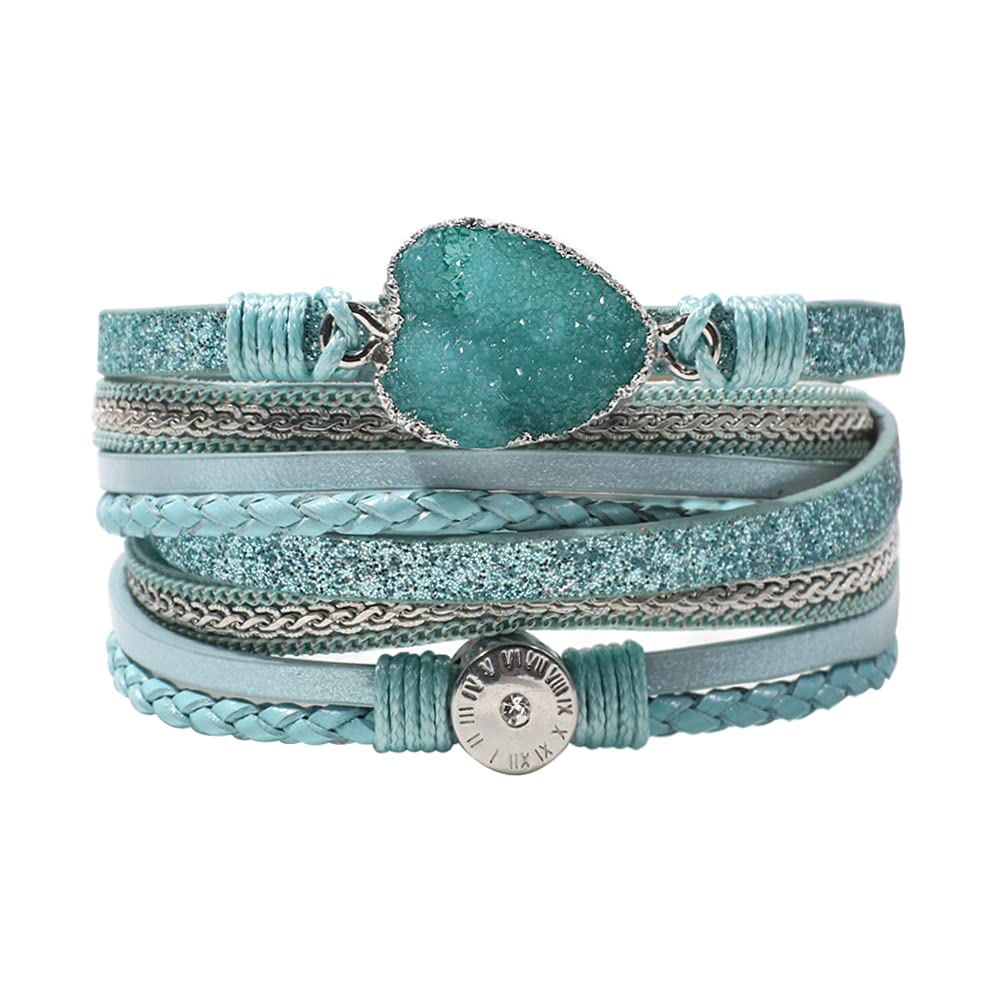 Artilady Leather Wrap Bracelet for Women - Handmade Clasp Bangle Bracelet with Pearl Beads Crystal Wristbands Jewelry Gift for Ladies and Mother