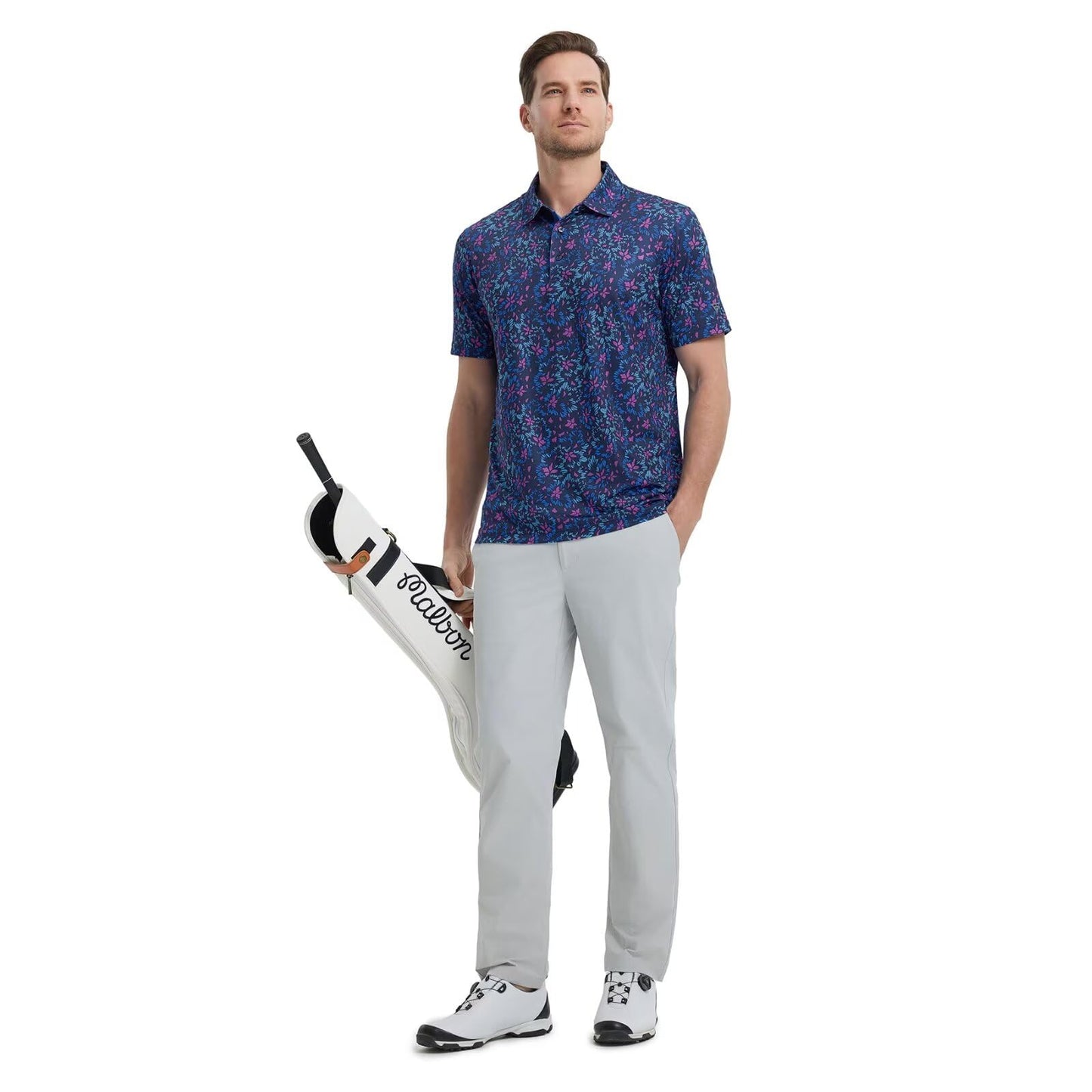 M MAELREG Polo Shirts for Men Quick Dry Fit Short Sleeve Performance Moisture Wicking Print Men’s Golf Shirts