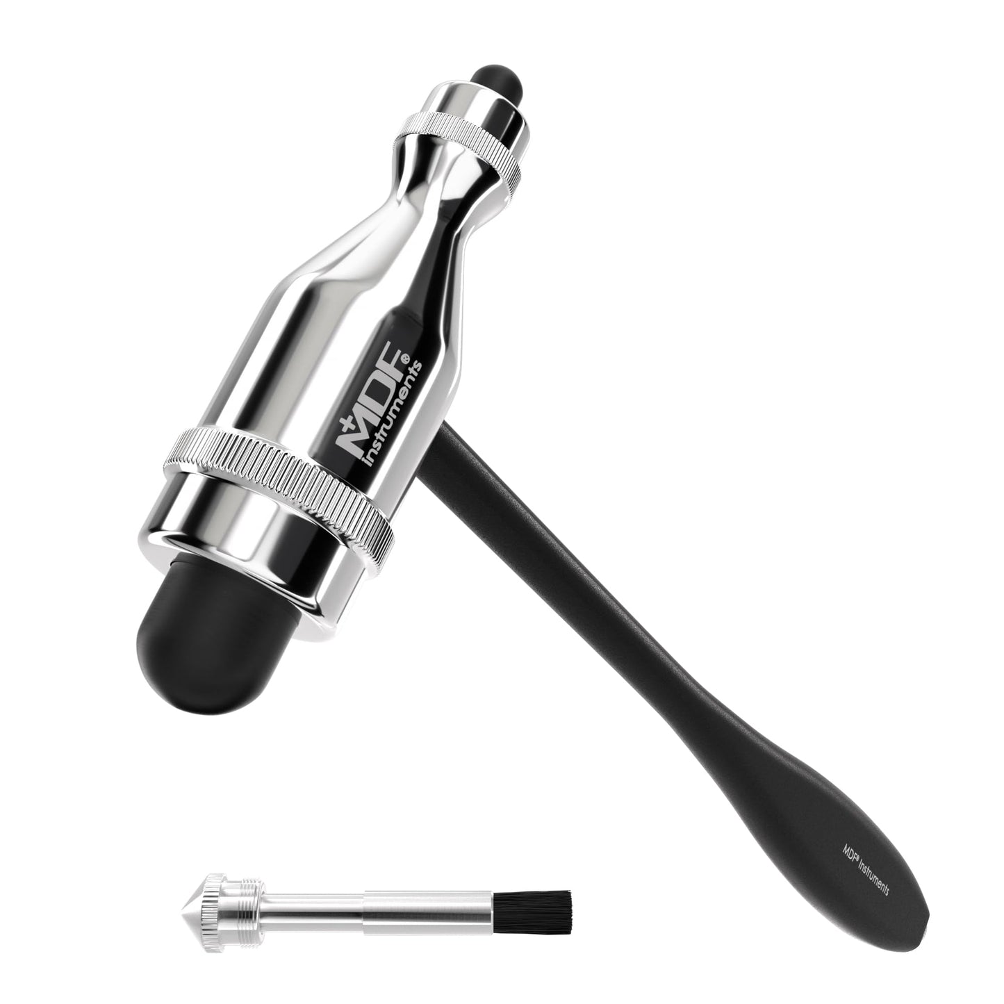 MDF Instruments, Tromner Neurological Reflex Hammer with Built-in Brush for Cutaneous and Superficial Responses - Light - HDP Handle - Durable, Professional-Grade - Black (MDF555P-11)