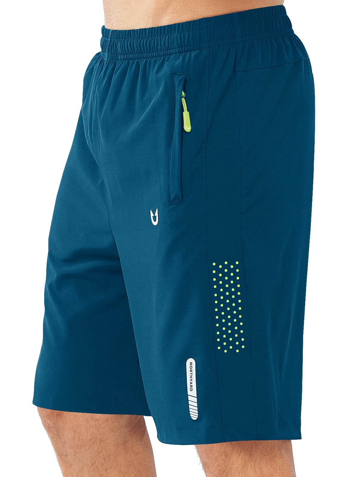 NORTHYARD Men's Athletic Running Shorts Gym Workout 7"/9"/5" Quick Dry Lightweight Sports Basketball Tennis 3 Zipper Pockets SEABLUE-9inch M