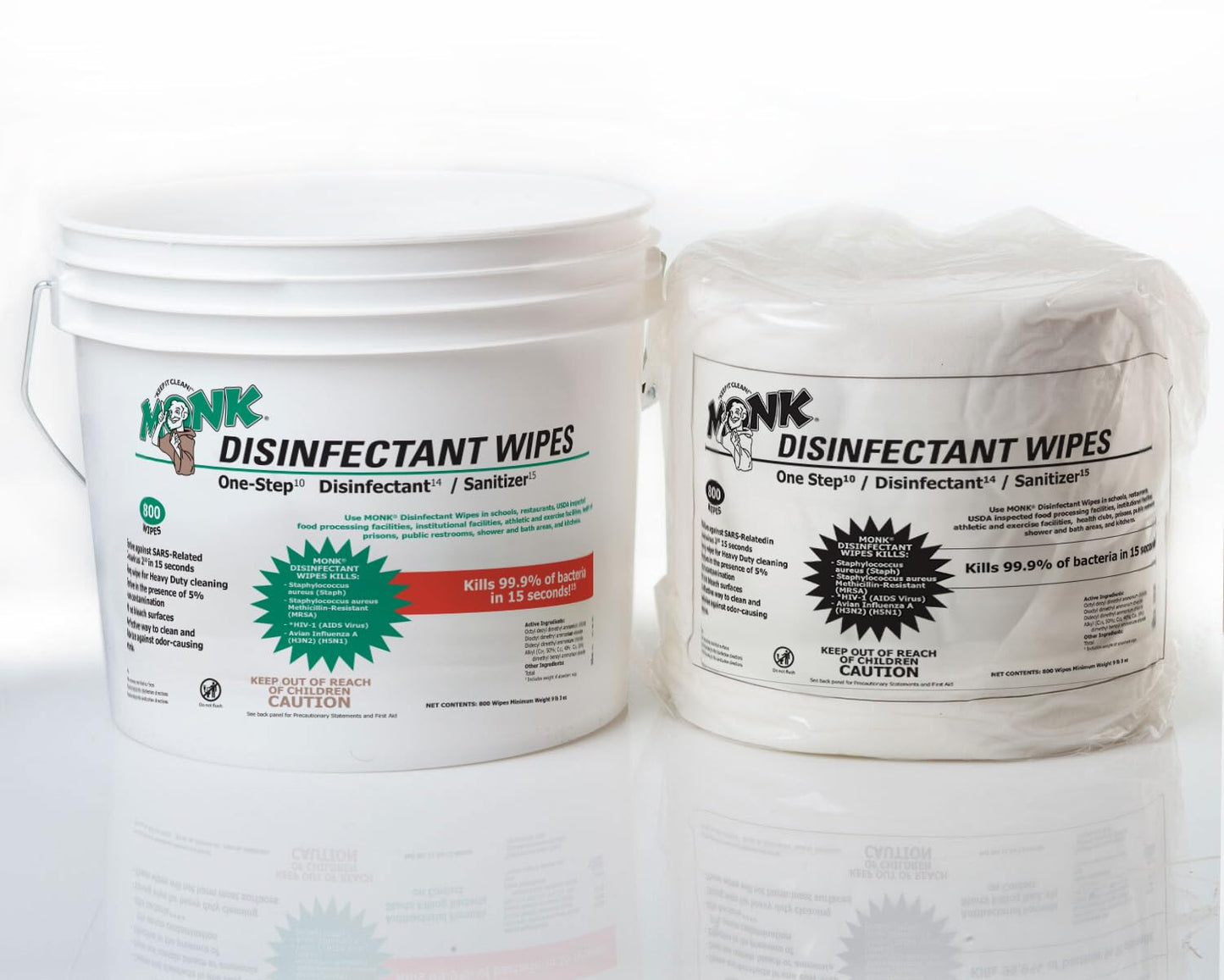 Monk Disinfecting Wipes, One Step Cleaner, Disinfectant, Deodorizer & Sanitizer, 4 Refill Packs of 800 Count, Great for Home & Corp Gyms, Yoga Mats, Dance Studios, Spinning Classes & More