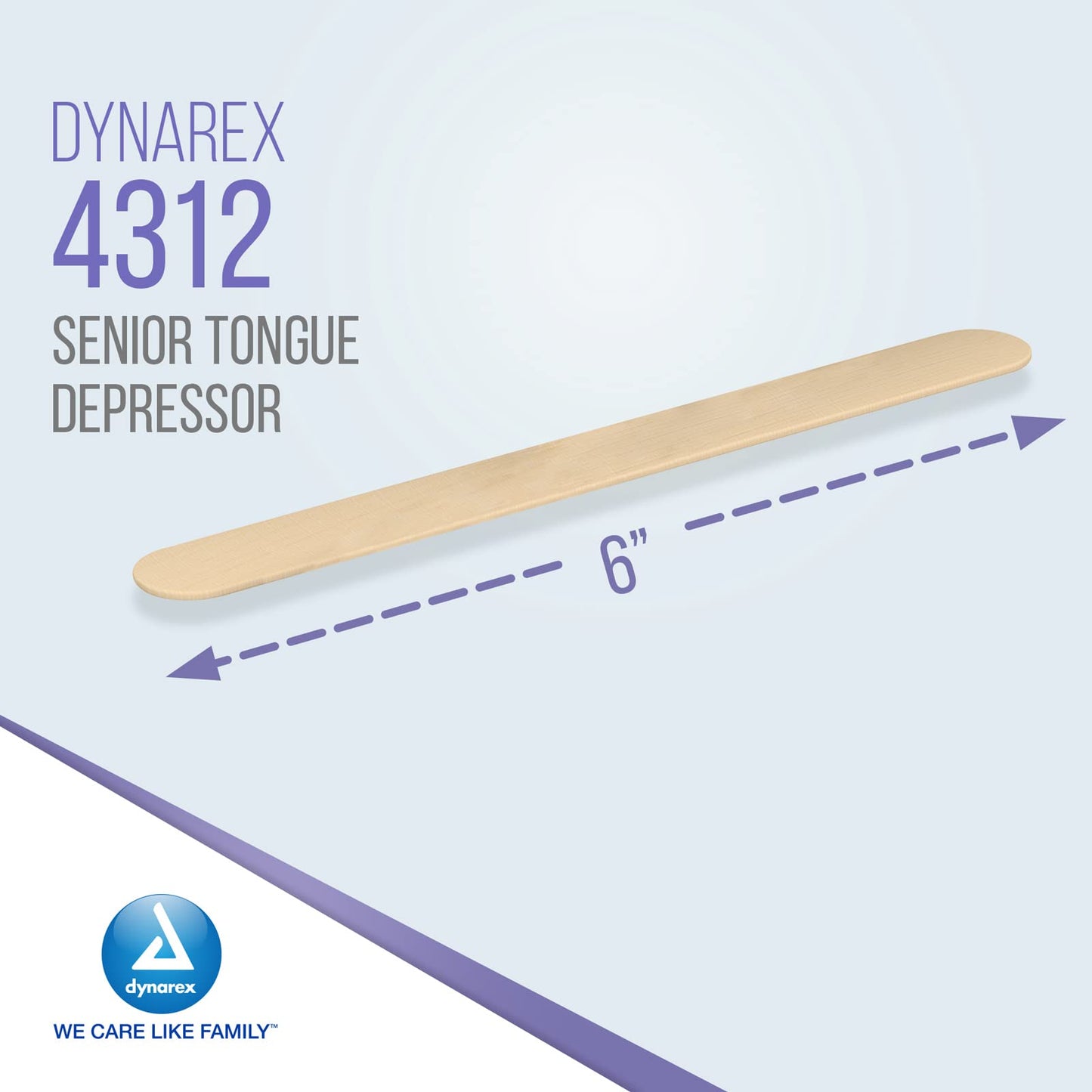 Dynarex Tongue Depressors Wood, Senior 6", Non-Sterile, with Precision Cut and Polished Smooth Edges, for Medical Uses, 1 Box of 500 Tongue Depressors