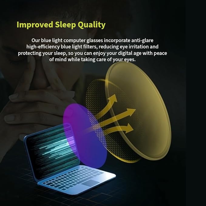Blue Light Blocking Reading Glasses - For Better Sleep, Reduce Eye Strain for Women + Men, With Wooden Finishes