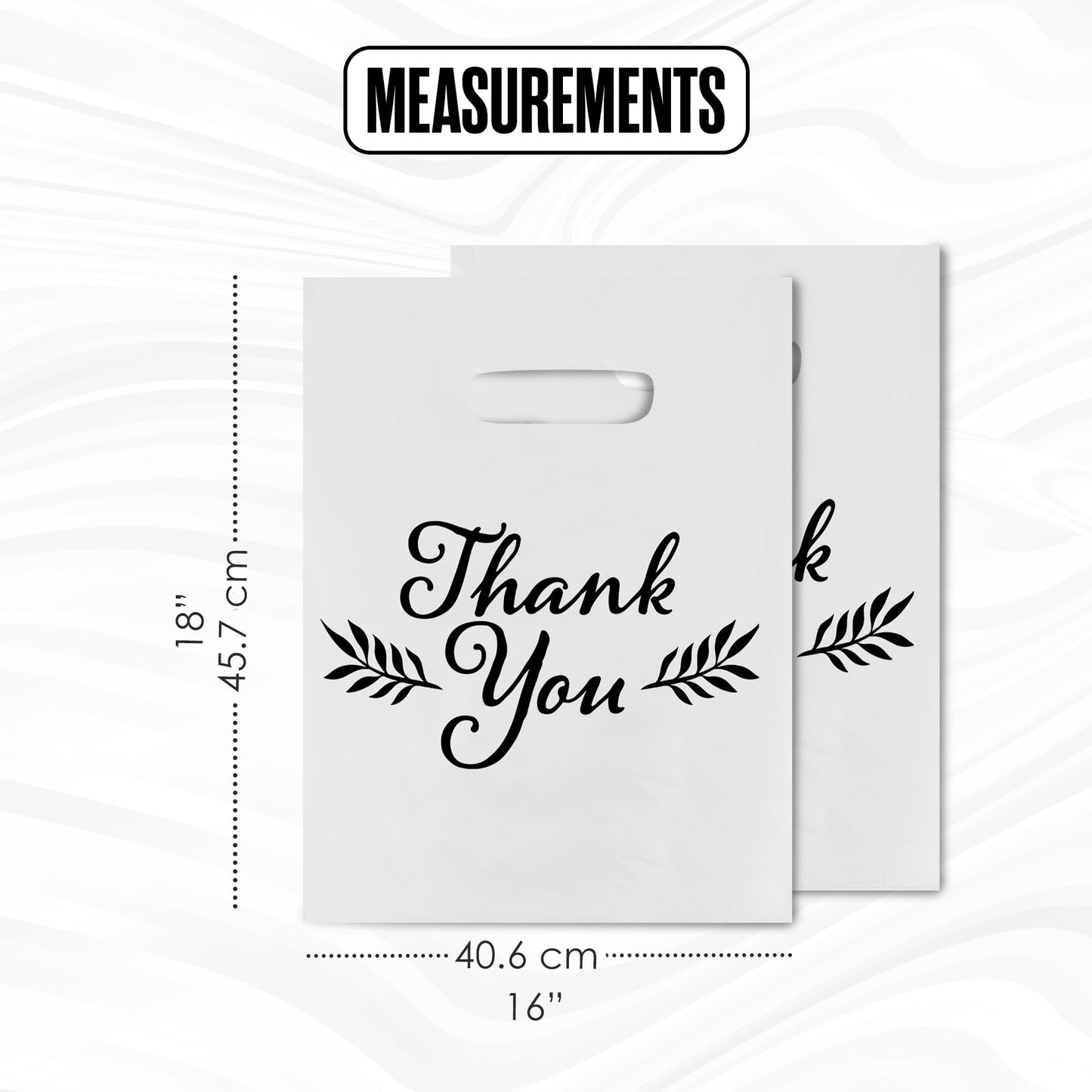 Houseables Thank You Bags, Merchandise Bags, With Handles, Plastic, For Shopping, Retail, Gift, Small Business, Boutique, Store, Customers, Product, Vendor, Events, Holiday, White, 16”x18”, Bulk 500PK