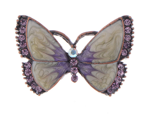 Alilang Painted Enamel Brown Crystal Rhinestone Butterfly Fashion Jewelry Pin Brooch