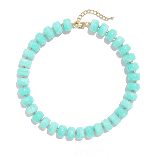 Badu Mint Green Chunky Beaded Necklace for Women,Acrylic Bead Choker Statement Necklace Cute Trendy Necklaces Jewelry Gifts