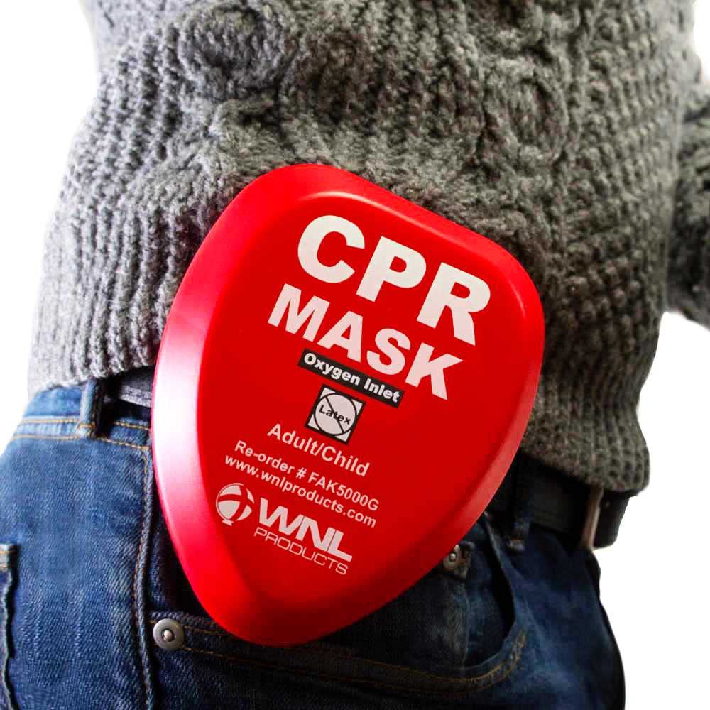WNL Products CPR Rescue Mask, Adult/Child Pocket Resuscitator, Hard Case Kit with Belt Clip 2-Pack